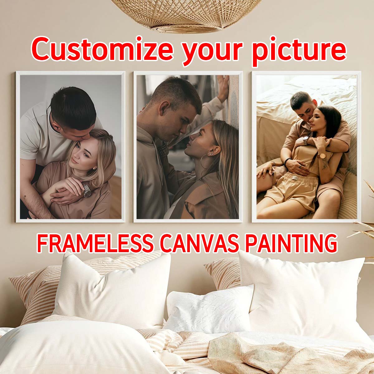 Engraved Wood Frame - Triptychon - 2D Individuelles Foto auf